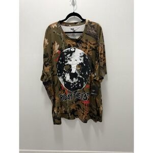 Friday The 13th Jason Mask Camo Graphic T-Shirt 5X Horror Movie Tee NWT
